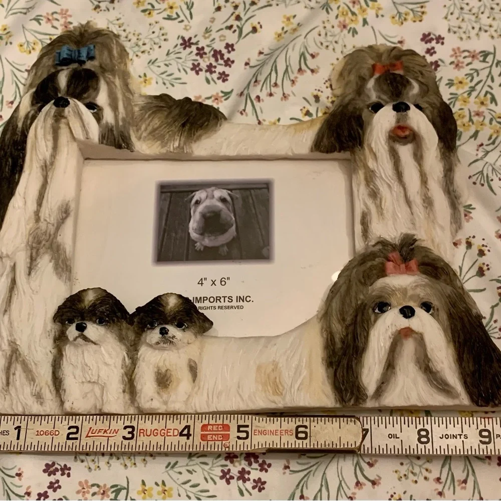 E & S Imports Shih Tzu Photo Frame Ceramic Resin